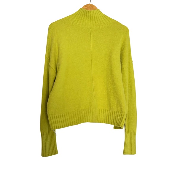 Free People Mock Neck OversizedSweater Lime Green ChartreuseRibbedKnit OB1569559 - Picture 7 of 10